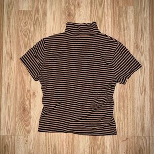 Striped Mock Neck Tee